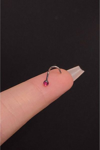 Blisse Piercing Spiral Curved Colored Zircon Stone Steel Bar/6Mm Bar/0.8Mm Thickness/2.5Mm Stone/Nose Piercing