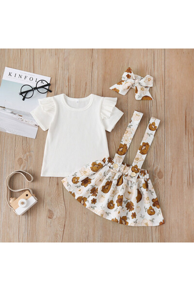 Superbaby Φόρεμα με λευκή μπλούζα για κορίτσια - Λουλούδια