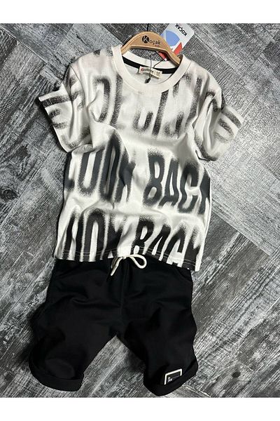 öykümgaleria Boy's Summer Top and Bottom Set with Shorts