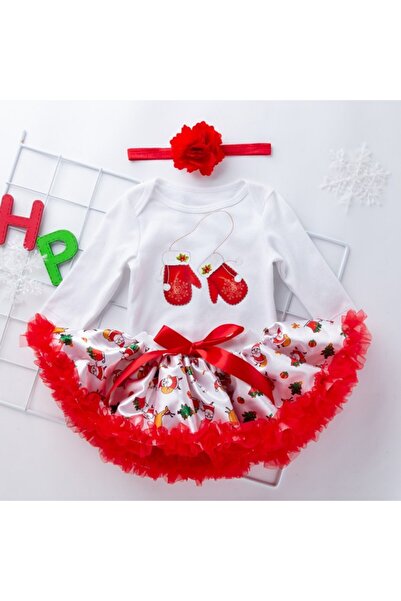 Superbaby Bodysuit with satin skirt - Santa's gloves