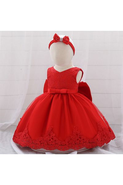 Superbaby Red occasion dress with lace