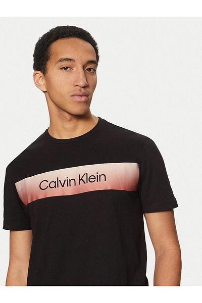 Calvin Klein Men's Short Sleeve Cotton Crew Neck Black T-Shirt with Text Detail K10K1141