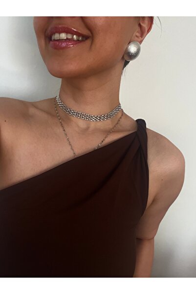 Hoop jewelery Hasır Örgü Altın Kaplama Choker Kolye