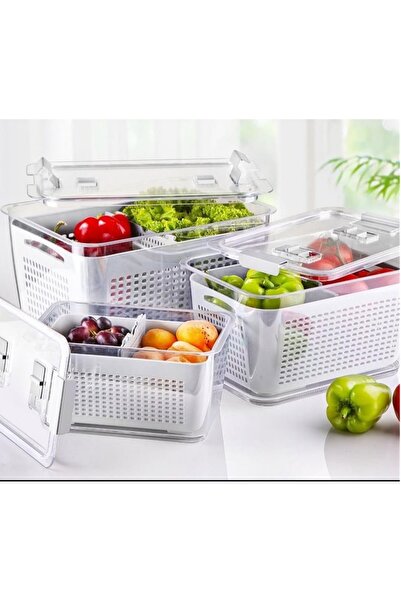 Genel Markalar 3lü süzgeçli ve bölmeli Dolap içi Ve Buzdolabı organizer Sebze...