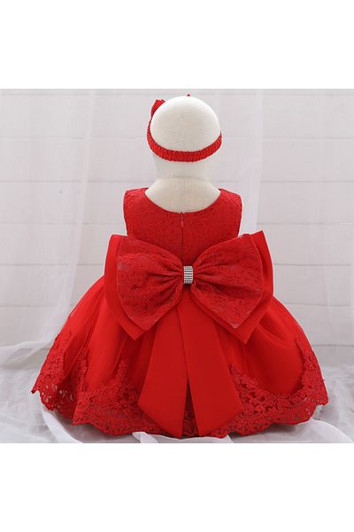 Superbaby Red occasion dress with lace