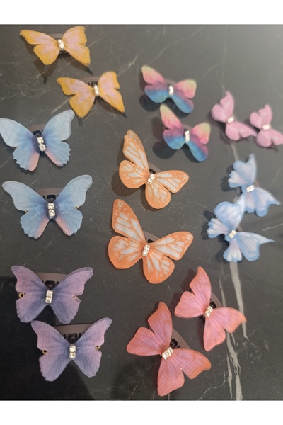 MutluBiDünya 3 Çift Kumaş Kelebekli Yenidoğan Tokası Az Saçlı Bebek Tokası Sa...