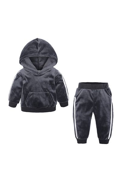 Superbaby Petrol grey velvet tracksuit for babies