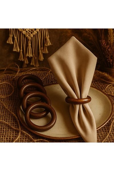 Emtory Home Παρτίδα 12 Δαχτυλίδι από χαρτοπετσέτα με καφέ Vintage ξύλινο δαχτυλίδι