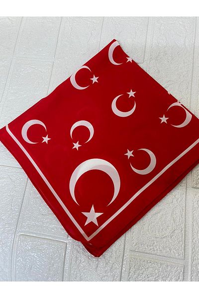 sema aksesuar Red Crescent Star Turkish Flag Themed Unisex Scarf - Bandana - 23 April, 29 October, 19 May