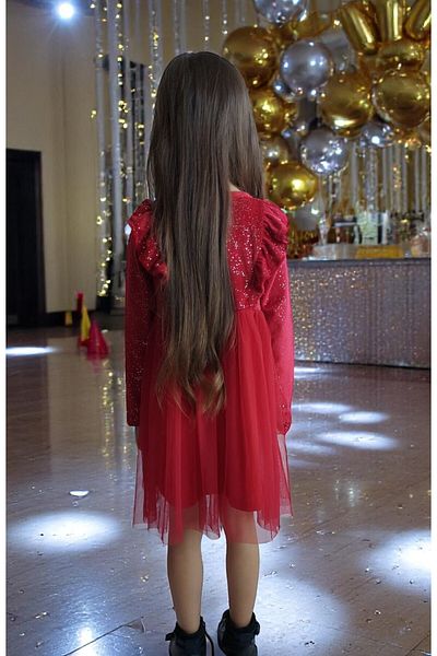 QUB CLUB Girl's Velvet Sequin Birthday, Party, Wedding Dress, You Can Get 1 Size Larger