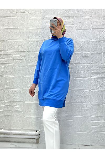 Zeynep Butik Βιολογικό βαμβάκι μαλακό λαιμόκοψη πάνω από το γόνατο Άνετη εφαρμογή μανίκια ελαστικό χιτώνα Hijab 30644 126