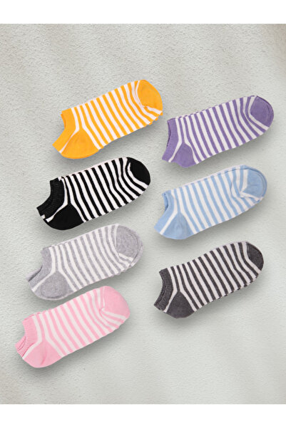 Black Arden Socks Çocuk Renkli Çizgili Patik Çorap 7'li Pamuklu Rahat Günlük ...