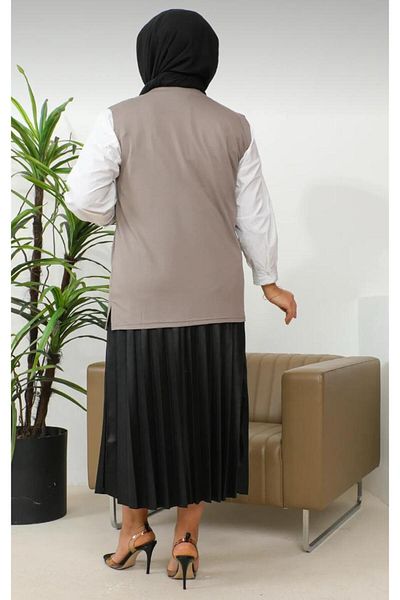 Kuraff Giyim Mother's Day Special Short Mother's Combed Cotton Fabric Vest