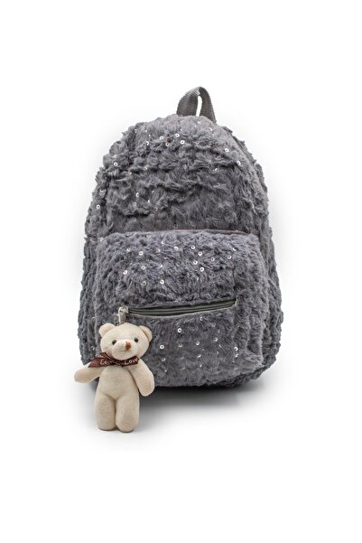 İnciAkfırat Plush Teddy Bear Keychain Front Pocket Handy Backpack
