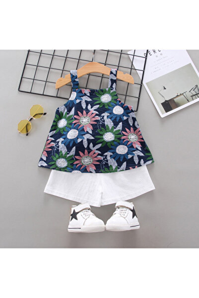 Superbaby Costume for girls - Colorful flowers on a navy blue background