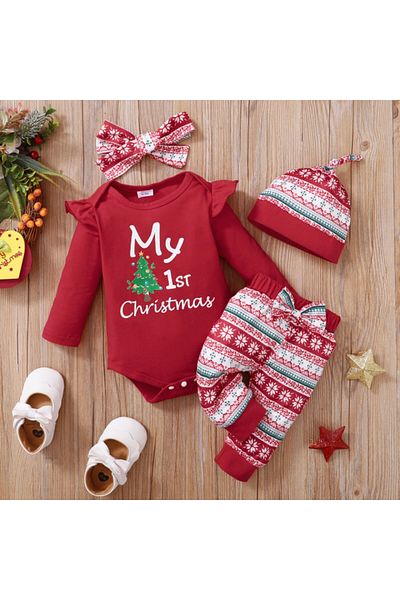 Superbaby Costumas din 4 piese pentru bebelusi - First Chrismas