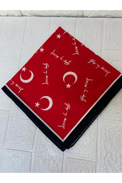 sema aksesuar Red Crescent Star Turkish Flag Gazi M. Kemal Written Scarf - Bandana - 23 April, 29 October, 19 May