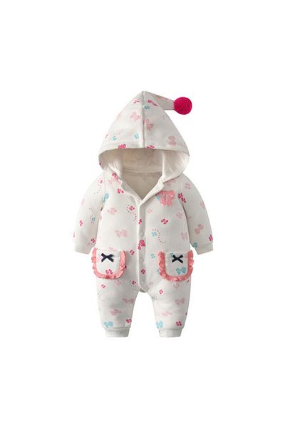 Superbaby White padded jumpsuit for girls - Colorful bows