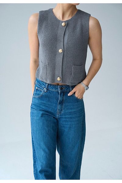 Jose Clothing Women's Premium Yarn Gold Button Detail Vest
