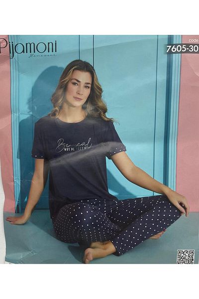 Pijamoni Dark Gray Color Milan Fabric Women's Pajama Set