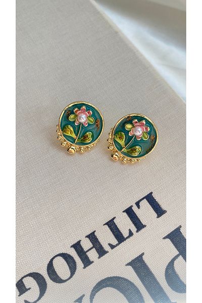 TAKIMOON Green Flower Vintage Model Earrings