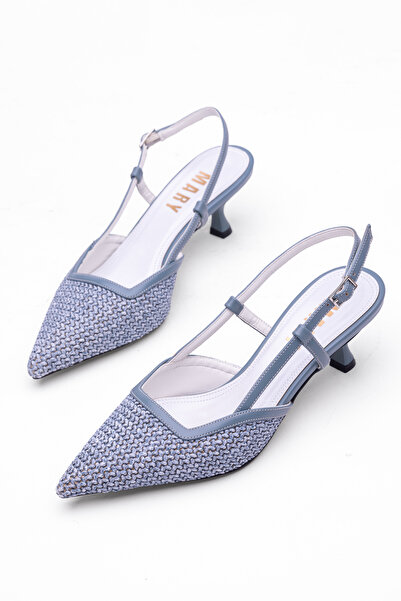 Tasarım Kadın Hasır Dokulu İnce Topuklu Slingback Ayakkabı - Zarif Örgü Detaylı Yazlık Şık Topuklu Ayakkabı
