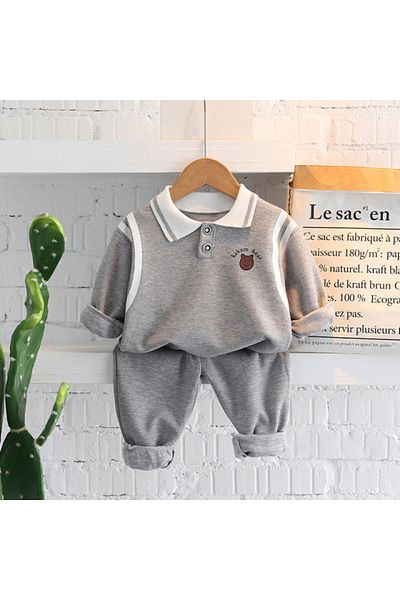 Superbaby Compleu gri pentru baietei - Teddy