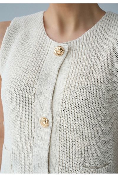 Jose Clothing Women's Premium Yarn Gold Button Detail Vest