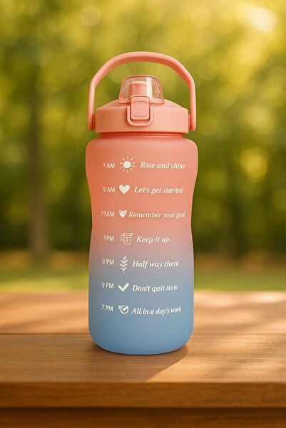 AbaTech قارورة ماء سعة 2 لتر مع شفاطة - قارورة ماء تحفيزية خالية من مادة BPA ...