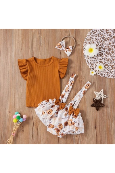 Superbaby Καφέ κοστούμι με μπλουζάκι - Floricele