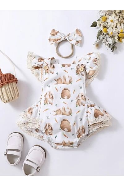 Superbaby Body cu iepurasi dragalasi pentru fetite