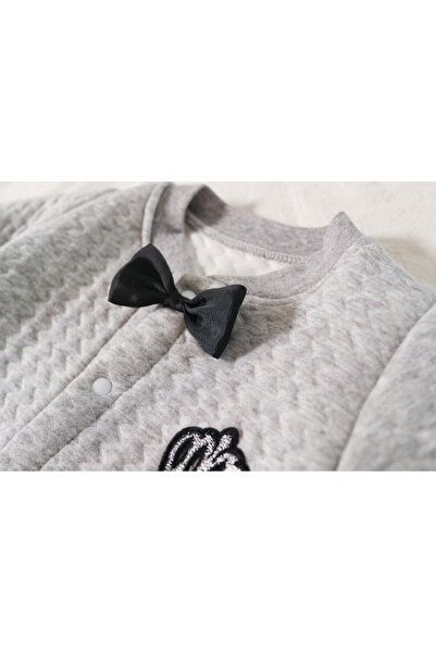 Superbaby Elegant gray jumpsuit with black bow tie