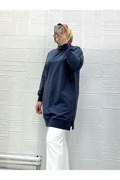 Zeynep Butik Bumbac organic, moale, decolteu, deasupra genunchiului, mâneci confortabile, tunică hijab elastică 30644 126