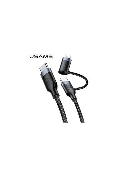 Usams كابل شحن ونقل بيانات سريع من Type-C إلى Type-C/Lightning PD بطول 1.2 متر