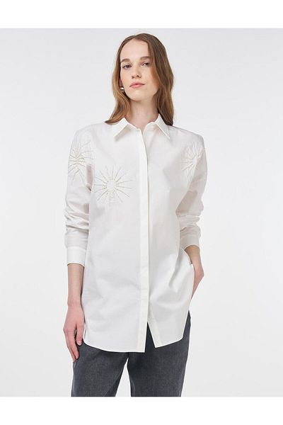 Kayra Copy - Beaded Cotton Tunic Ecru-70022