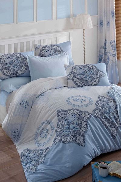 Mira Home Set cuvertură de pilota dublu Ranforce 100% bumbac Albastru Shimal