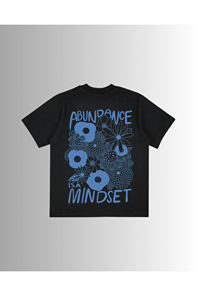 Altair Tr Black Oversize Mold Abundance Is a Mindset Flower Printed Unisex T-...