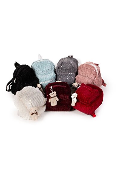 İnciAkfırat Plush Teddy Bear Keychain Front Pocket Handy Backpack