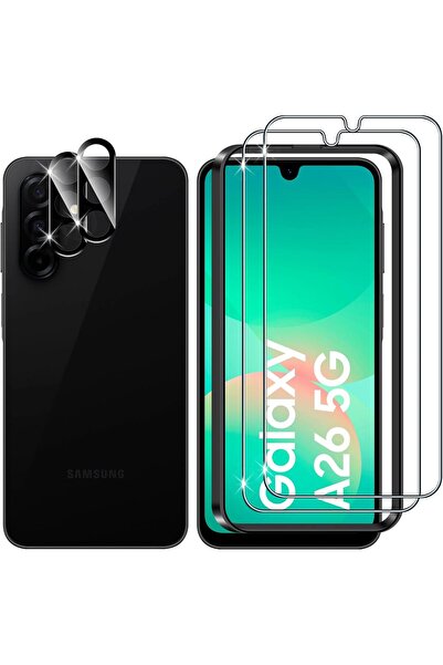 Rivor Samsung Galaxy A26 Uyumlu Hayalet Ekran Koruyucu 9D Cam +Kamera Koruyuc...
