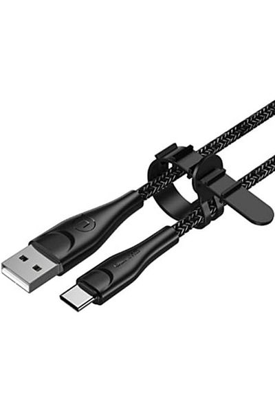 Usams Charging and Data Transfer Cable, Braided USB-C, 3 Meters, Black