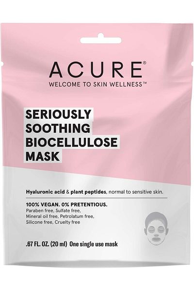 ACURE Seriously Soothing Biocellulose Gel Mask | 100% Vegan | For Dry to Sensitive Skin | Hyaluronic