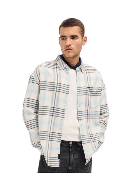 The Bear House قميص رجالي مريح من الفلانيل متعدد الألوان ومربعات الشكل، مناسب...