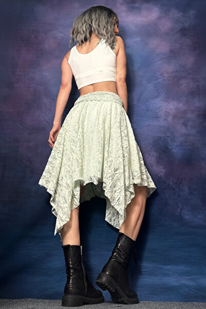 Quincey UÇUK MAVİ ASİMETRİK DANTEL ETEK