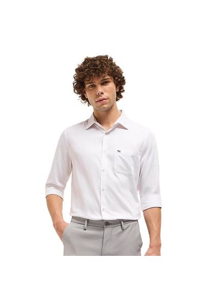 The Bear House Men's White Tailored Fit Solid Perfect Professional Look Formal Shirt for Every Occasion