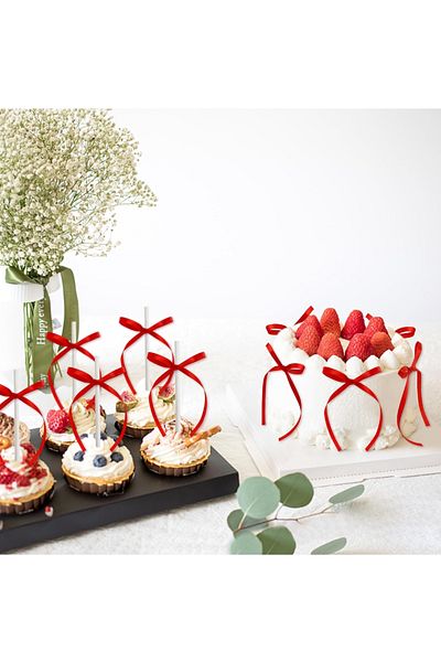 velomy Edible Bow Red Length 21 Width 1 cm 16 Pieces