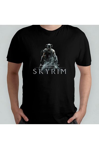 Pixxa The Elder Scrolls V Skyrim Unisex 100% βαμβακερό μπλουζάκι με λαιμόκοψη μοντέλο 3