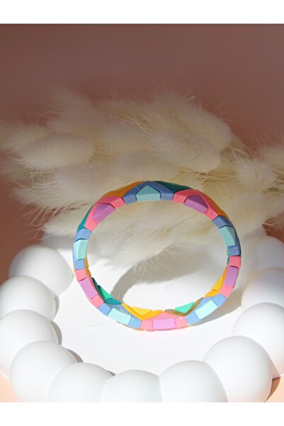 Luvix Design Pastel Renkli Seramik Kaplama Lastikli Bileklik