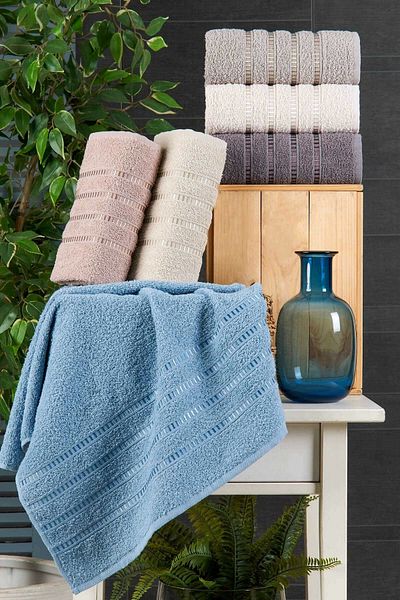 Mira Home Σετ πετσετών προσώπου 6 τεμαχίων Βαμβακερό σετ πετσετών πολύχρωμο μπλε