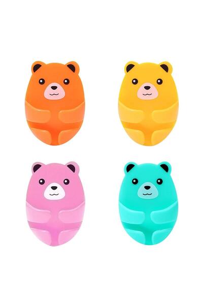 3B Trend Teddy Bear Patterned Multi-Purpose 4-Piece Holder Cable Organizer