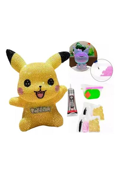 Meyra Accessories Pikachu Pokemon DIY Do-It-Yourself Diamond Mosaic Pasting Embroidered 3D Figured Piggy Bank Gift Hobby